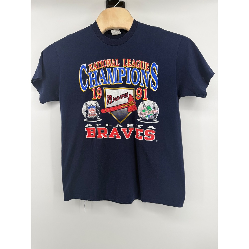 Rare Single Stitch‎ 1991 Atlanta Braves NL Champs Stedman T Shirt Mens XL